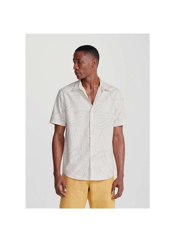 Hering - Camisa Estampada Masculina Manga Curta Off-White
