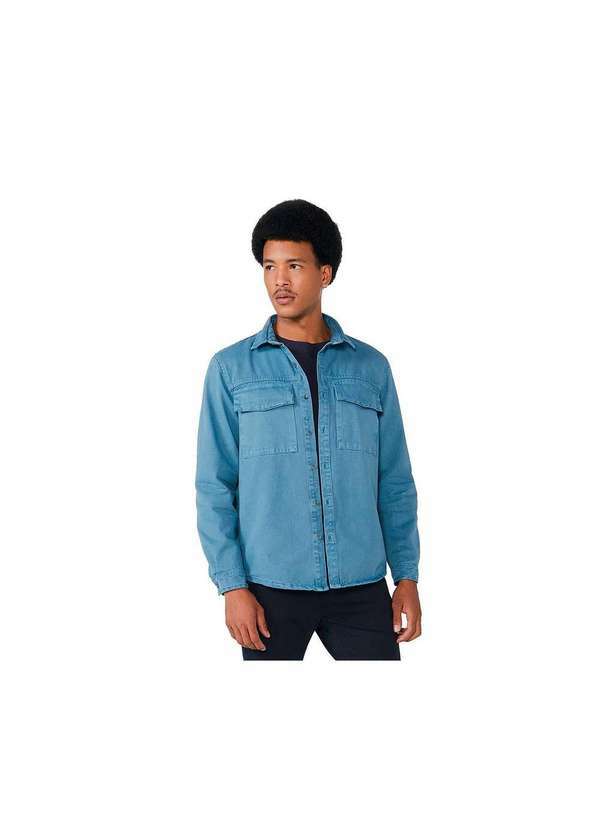Hering - Camisa Masculina Overshirt em Sarja Azul