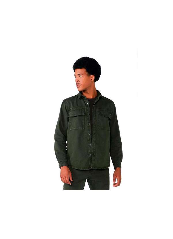 Hering - Camisa Masculina Overshirt em Sarja Verde
