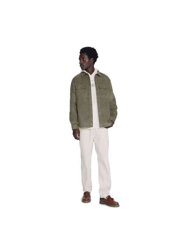 Hering - Camisa Overshirt Masculina Manga Longa em Veludo Verde-Militar
