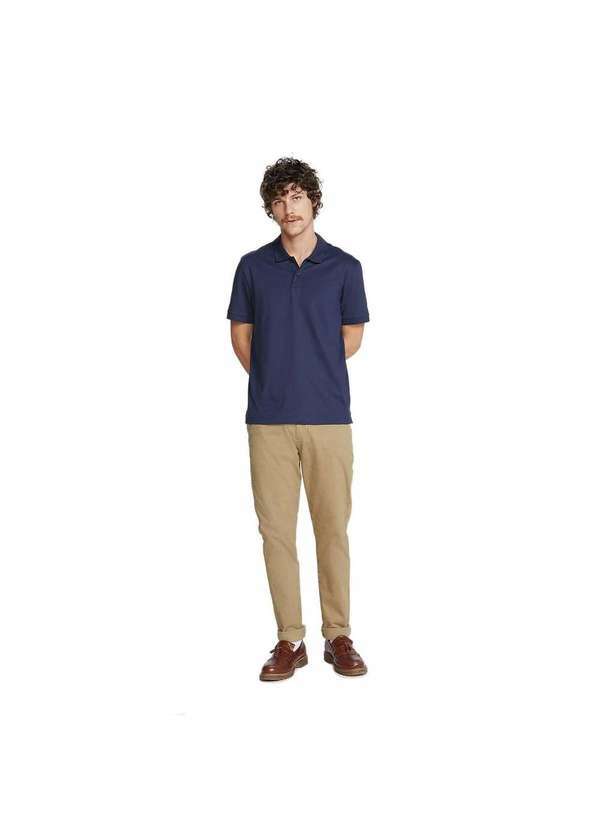 Hering - Camisa Polo Masculina Regular em Algodão Pima Azul