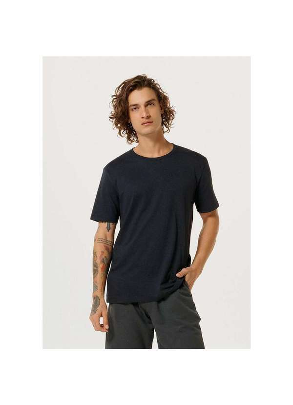 Hering - Camiseta Básica Manga Curta Masculina em Malha H Azul-Escuro