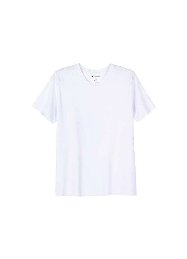 Hering - Camiseta Básica Masculina Manga Curta com Decote V World Branco
