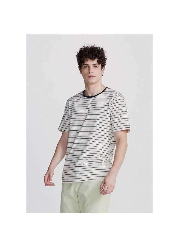 Hering - Camiseta Listrada Masculina Fio Tinto Preto