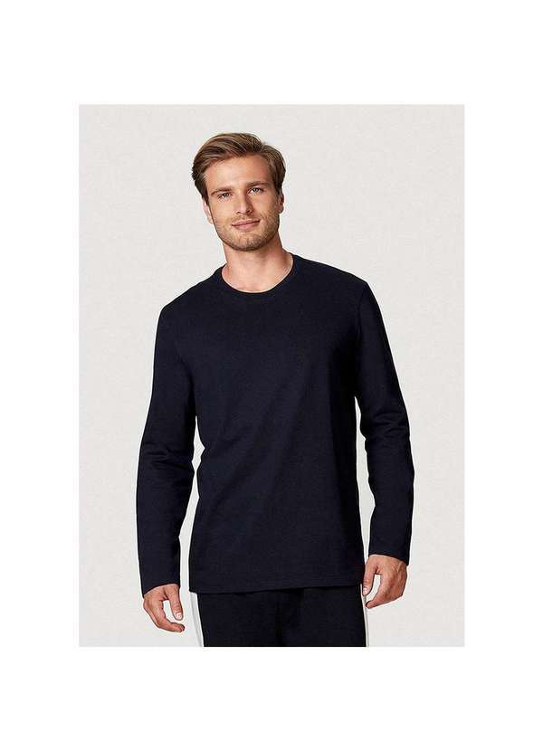 Hering - Camiseta Masculina Básica em Algodão Super Cotton Azul-Marinho