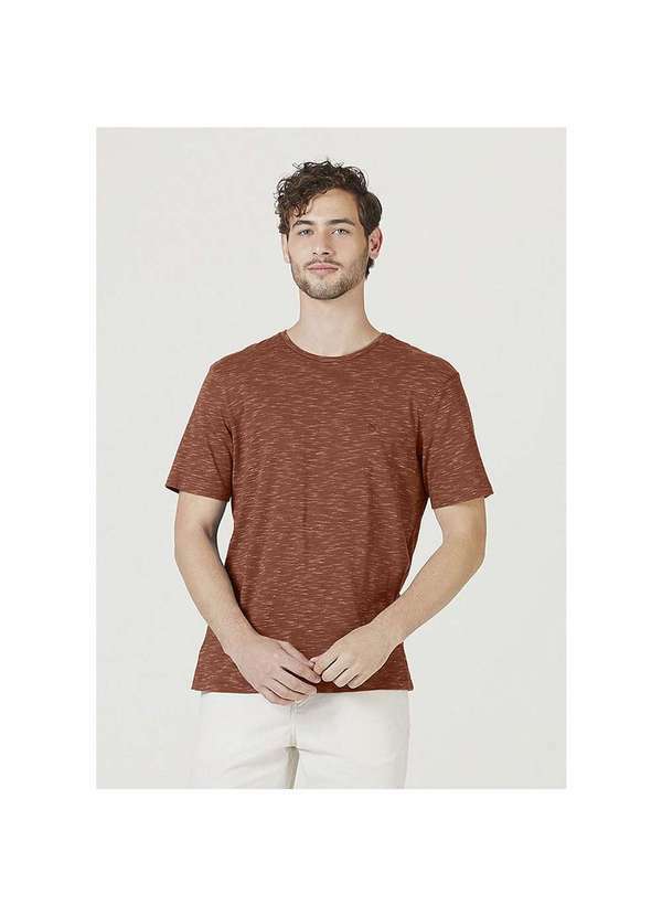 Hering - Camiseta Masculina Flamê Regular Manga Curta Marrom