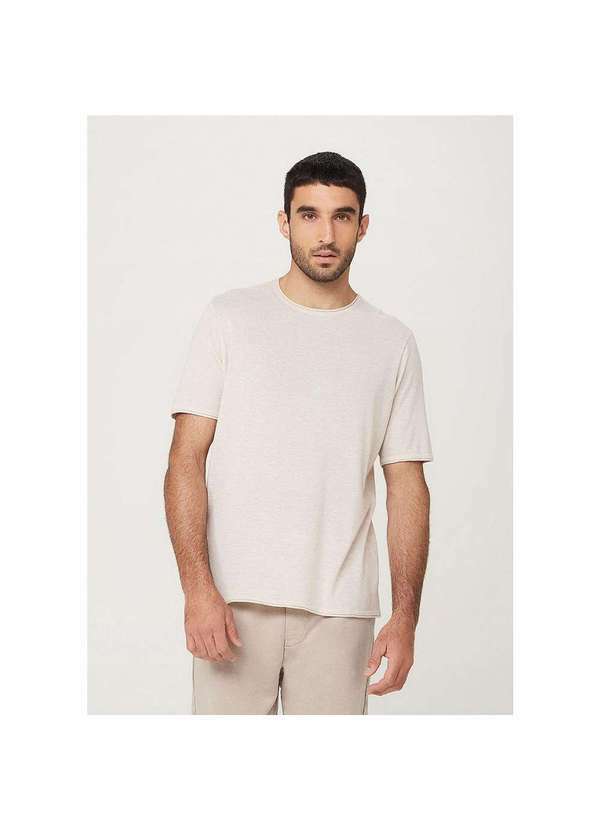 Hering - Camiseta Masculina Manga Curta em Tricô com Algodão Bege