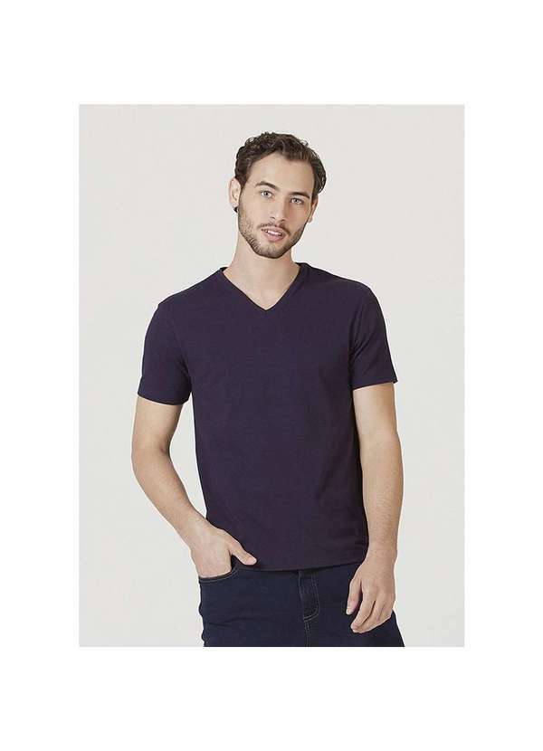 Hering - Camiseta Masculina Manga Curta Super Slim em Algodão com Elastano Azul