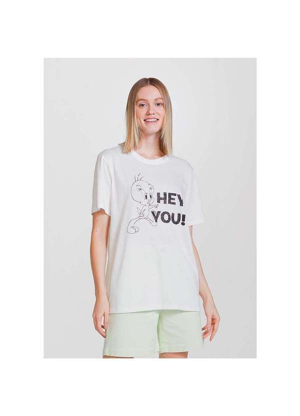 Hering - Camiseta Taz Looney Tunes Unissex Branco