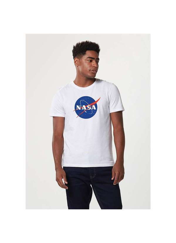 Hering - Camiseta Unissex Manga Curta com Estampa Nasa Branco