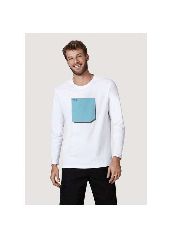 Hering - Camiseta Unissex Manga Longa com Canetinha Lavável Post-It Branco