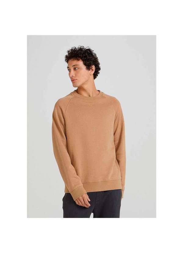 Hering - Blusão Básico de Moletom Peluciado Masculino Comfort Camelo