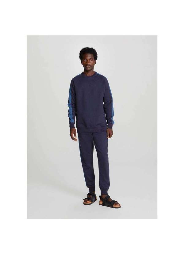 Hering - Blusão Básico Masculino Comfort em Moletom Azul-Marinho