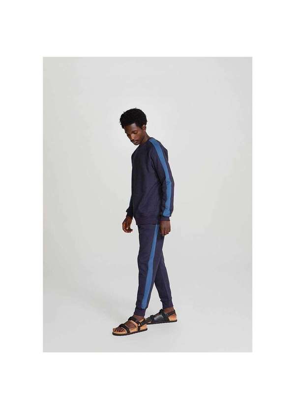 Hering - Blusão Básico Masculino Comfort em Moletom Azul-Marinho 4