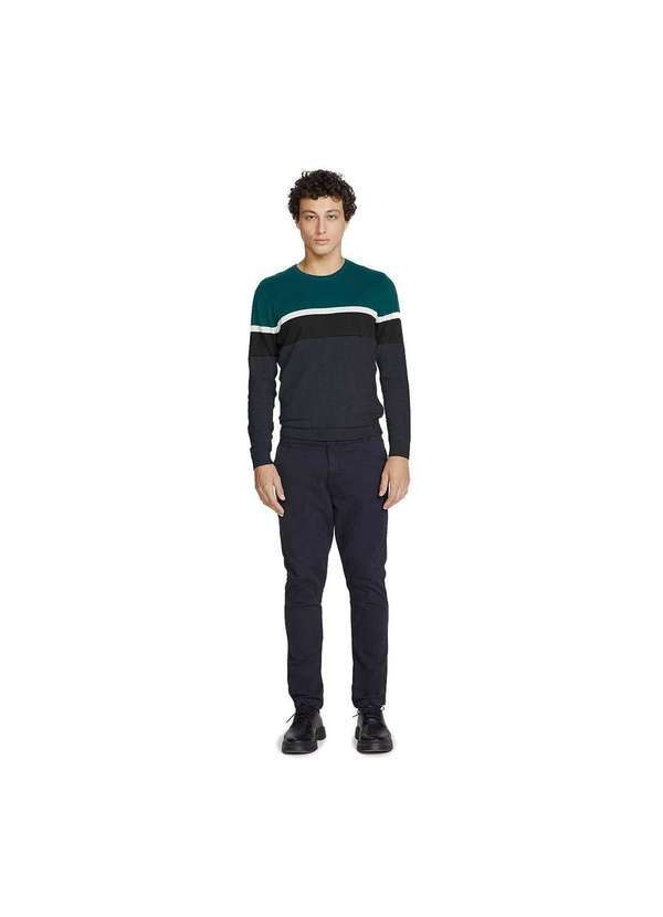 Hering - Blusão Masculino Listrado em Tricô Fio Tinto Mescla-Escuro