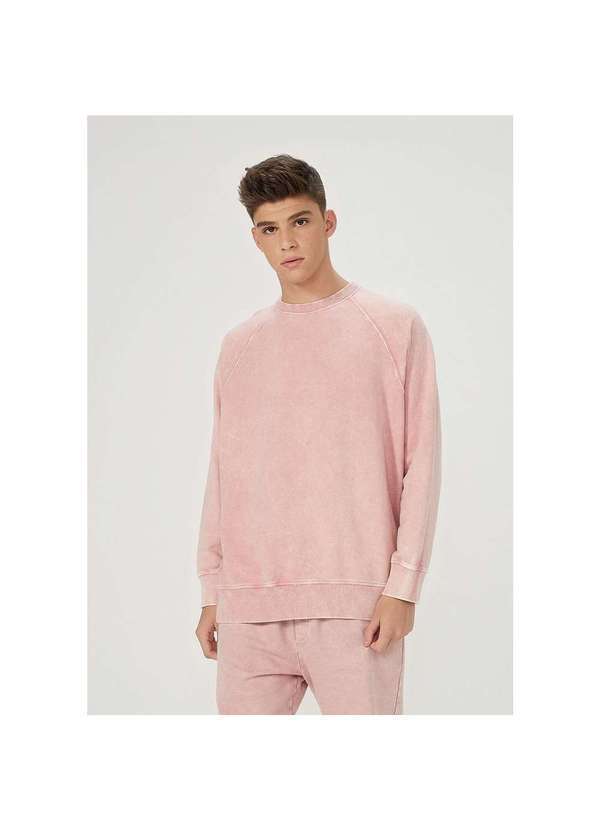 Hering - Blusão Masculino Moletom Crewneck Rosa