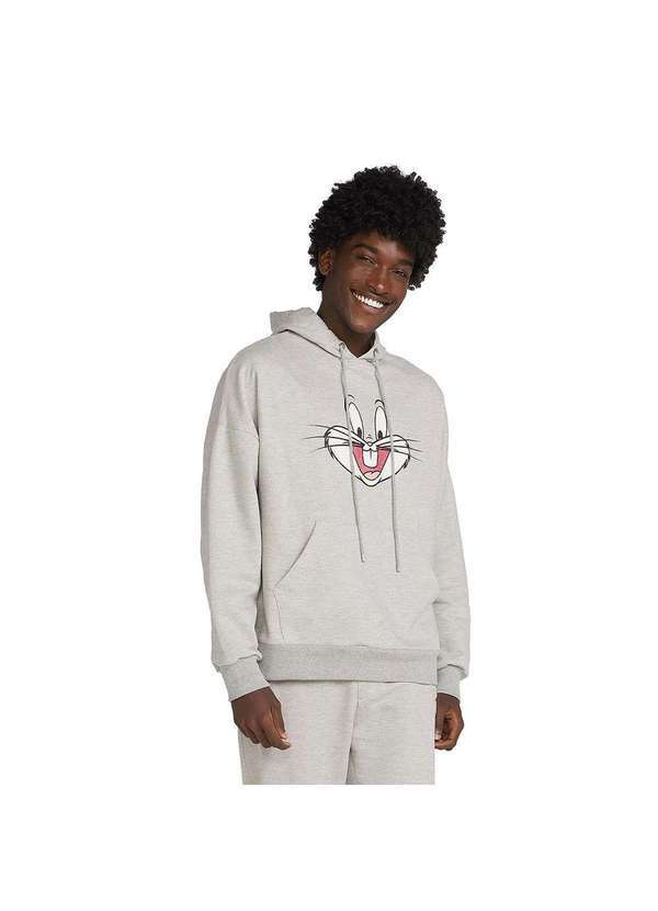 Hering - Blusão Moletom Hoodie Unissex Looney Tunes Cinza