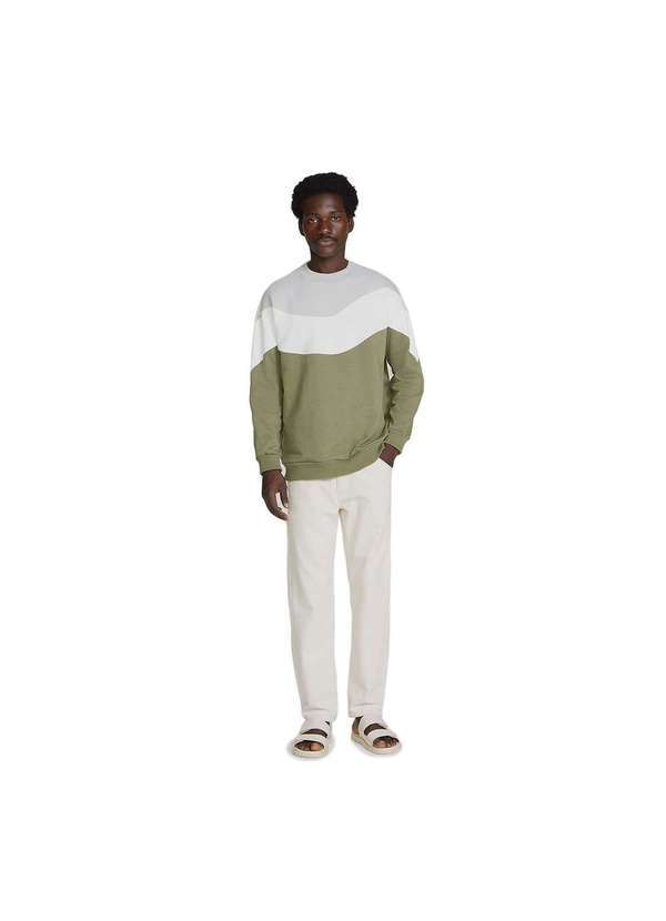 Hering - Blusão Moletom Masculino Tricolor Verde
