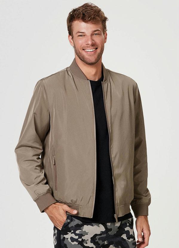 Hering - Jaqueta Bomber Masculina em Nylon Marrom