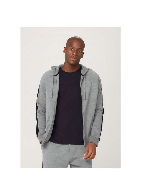 Hering - Jaqueta Masculina Moletom com Zíper e Capuz Cinza