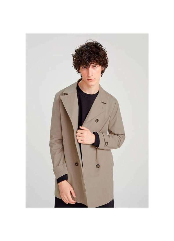 Hering - Jaqueta Masculina Trench Coat Alongado Marrom