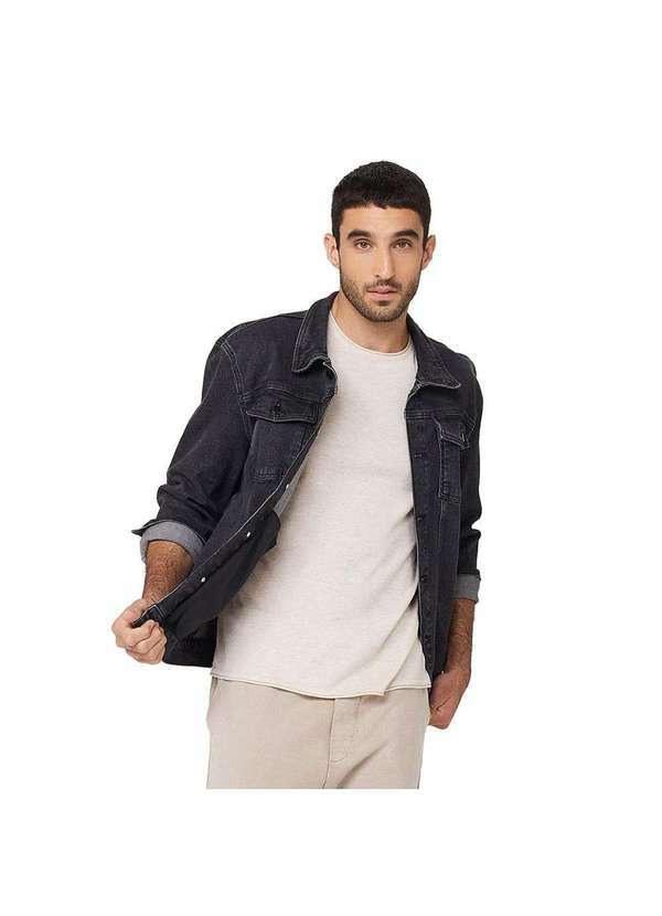 Hering - Jaqueta Masculina Trucker Black Denim Preto