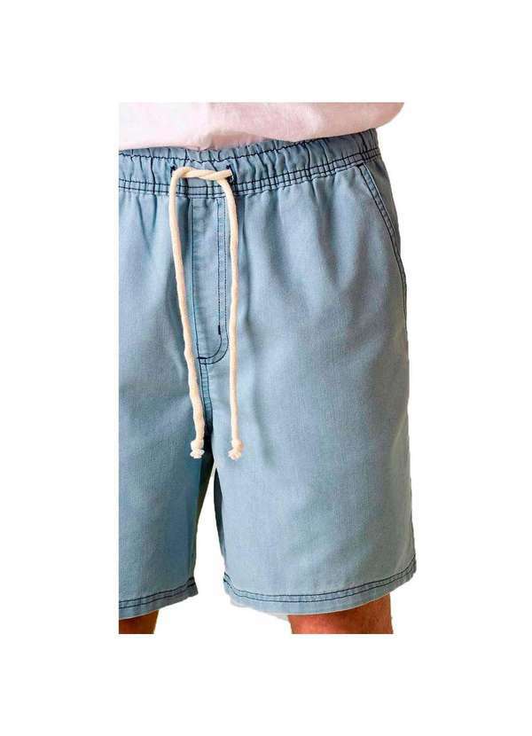 Hering - Shorts Jeans Masculino com Cadarço Azul-Médio
