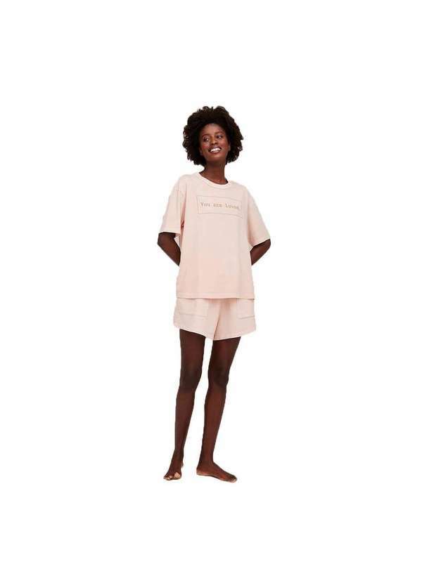 Hering - Pijama Amplo Feminino em Moletinho Nude