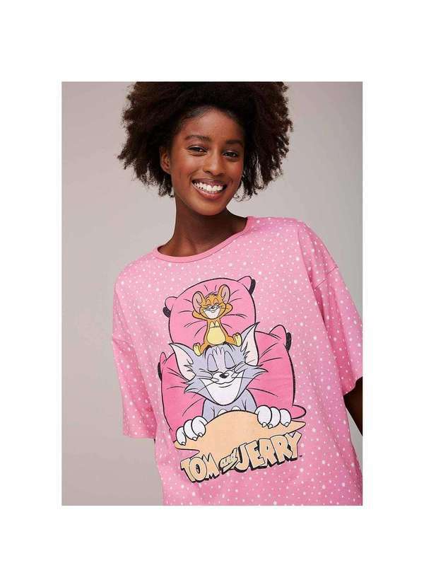 Hering - Pijama Curto Feminino Amplo Friends Rosa