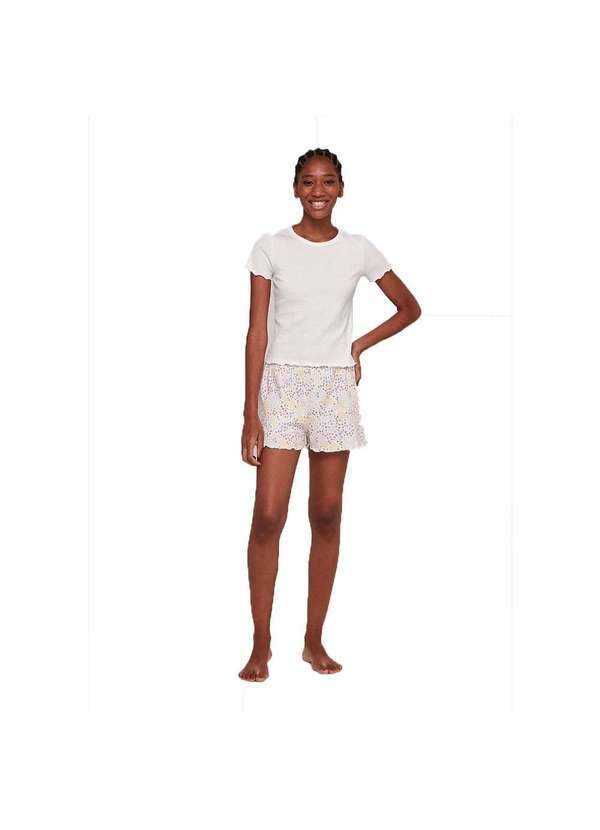 Hering - Pijama Curto Feminino com Estampa Branco