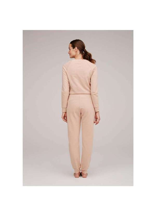 Hering Pijama em Moletom Feminino Longo com Blusão e Calça Bege