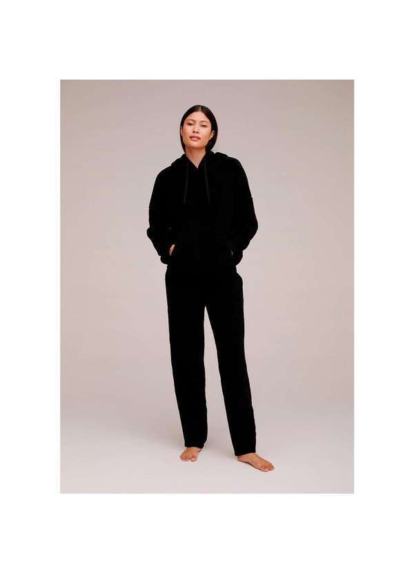 Hering - Pijama Feminino Longo em Fleece Preto