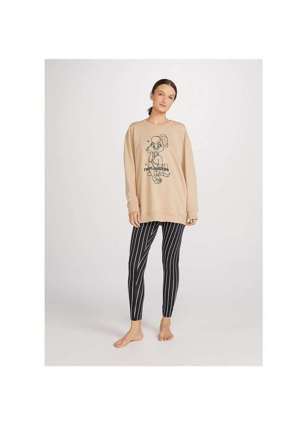 Hering - Pijama Feminino Longo em Moletinho Looney Tunes Lola-Bunny