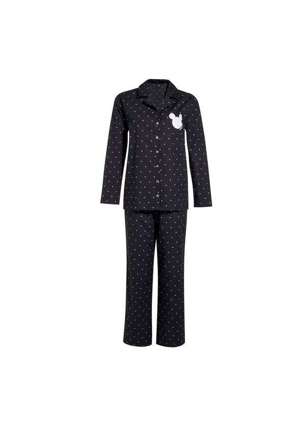 Hering - Pijama Longo Feminino Estampado Mickey And Friends Preto