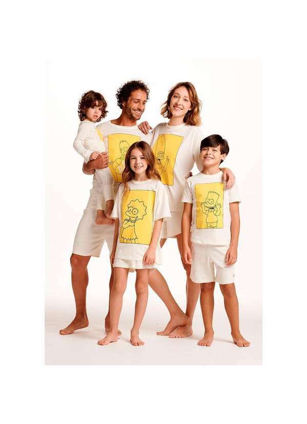 Hering - Pijama Manga Curta Feminino os Simpsons Off-White