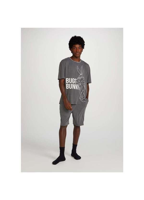 Hering - Pijama Masculino Curto Looney Tunes Cinza