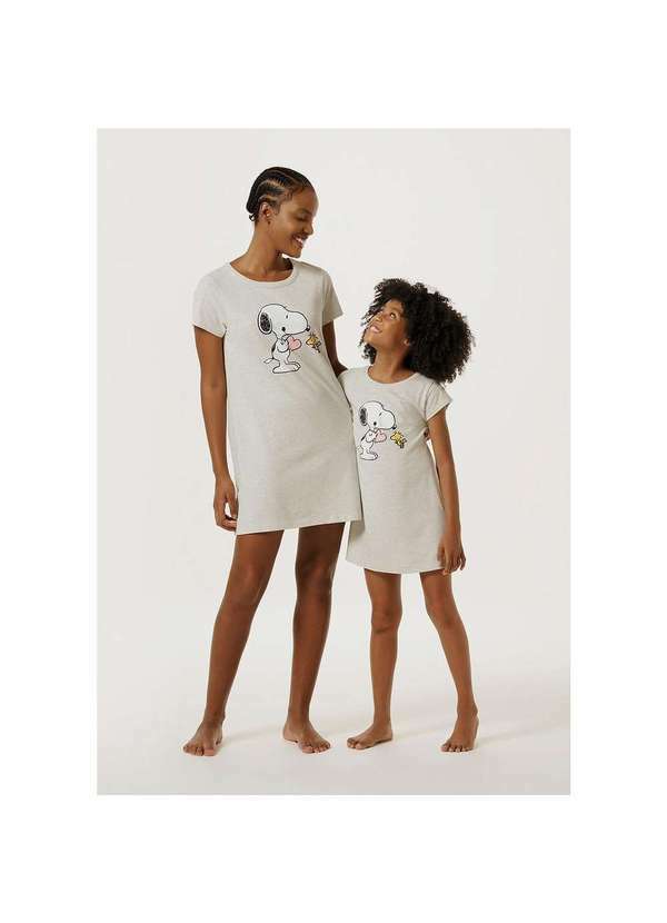 Hering - Camisola Infantil Snoopy Menina Tal Mãe Tal Filha Cinza