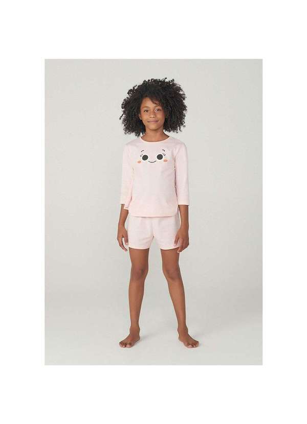 Hering - Pijama Infantil Menina Interativo Brilha no Escuro Halloween Rosa