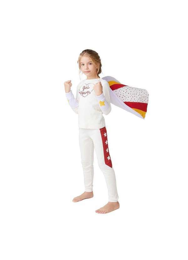 Hering - Pijama Longo Infantil Menina Fantasia Super Heroína Branco