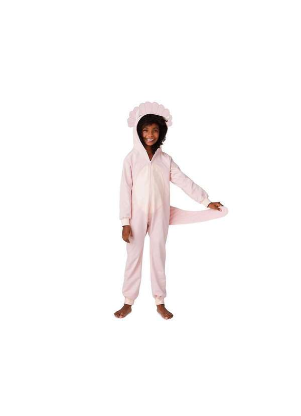 Hering - Pijama Macacão Infantil Menina Fantasia Dinossauro Rosa
