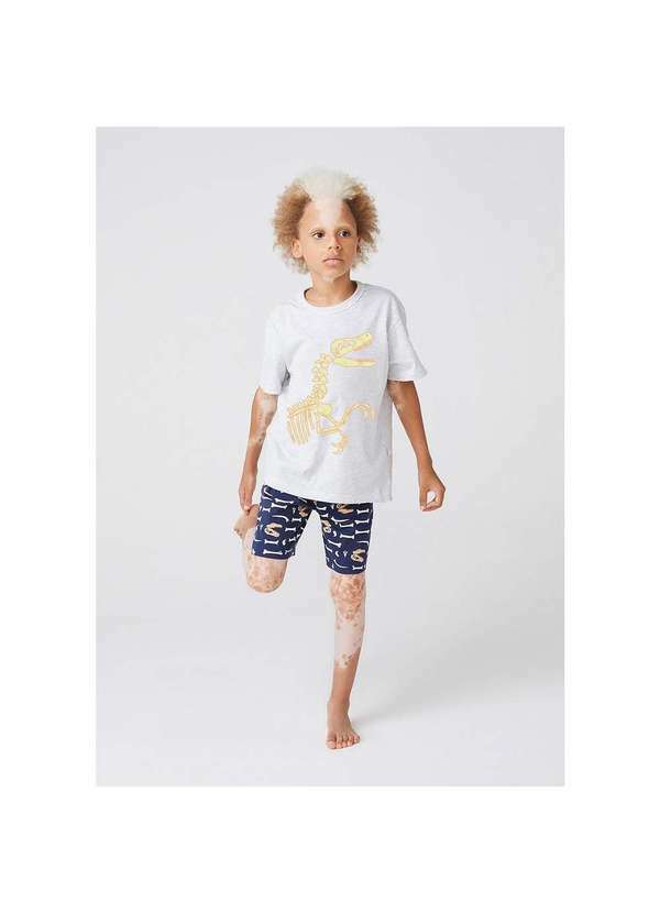 Hering - Pijama Curto Infantil Menino com Estampa Brilha no Escuro Azul