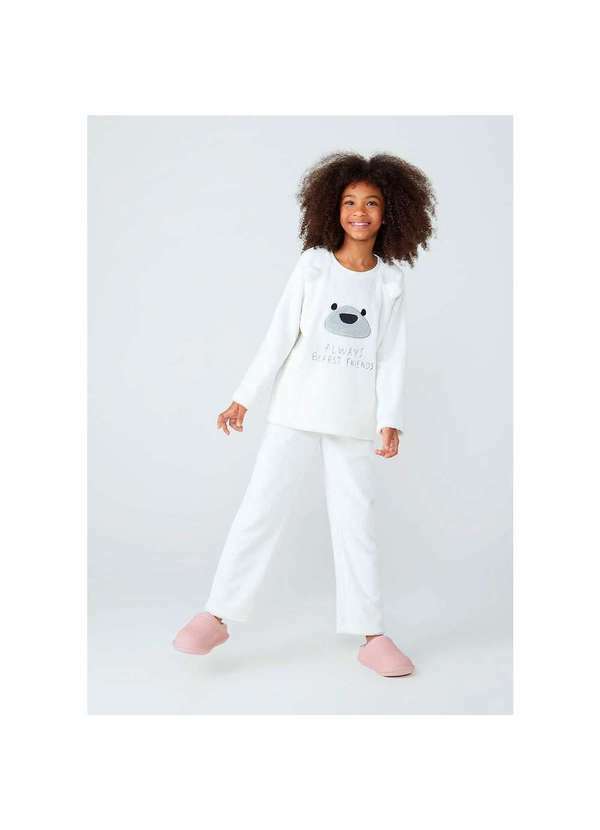 Hering - Pijama Infantil Unissex em Fleece Off-White