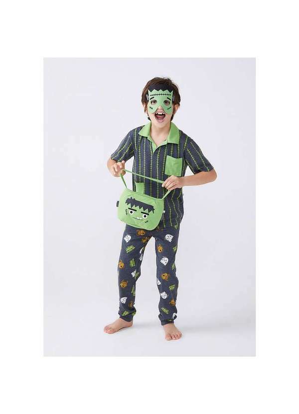 Hering - Pijama Longo Infantil Menino Fantasia Halloween Verde