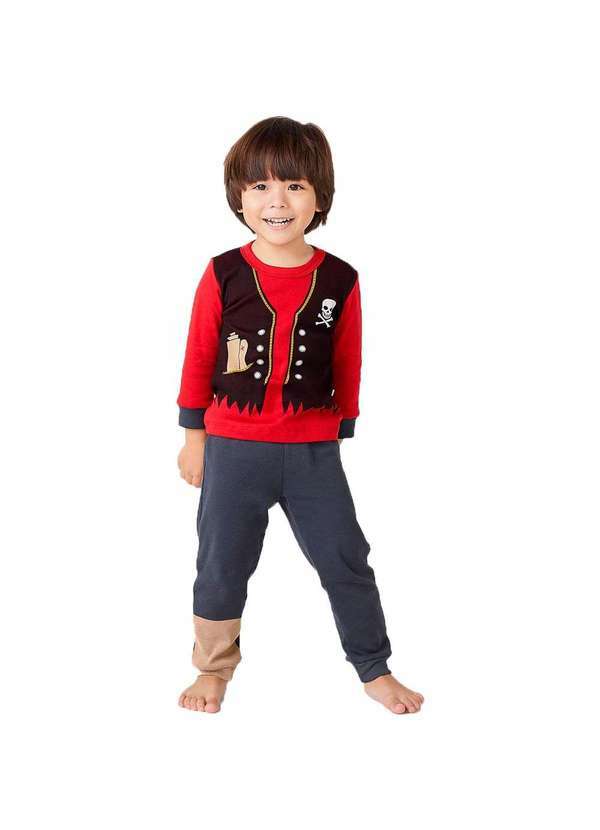 Hering - Pijama Longo Infantil Menino Fantasia Pirata Vermelho