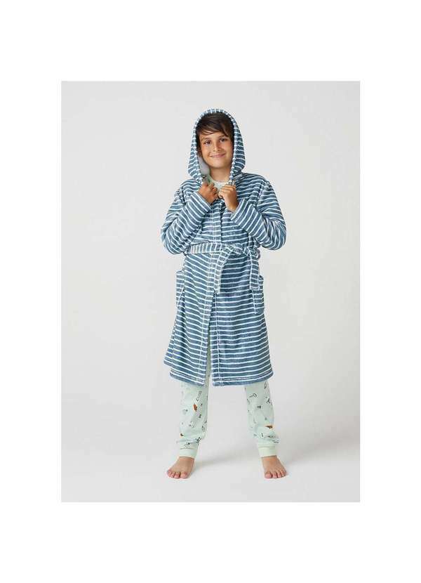 Hering - Roupão Infantil Unissex em Fleece Azul