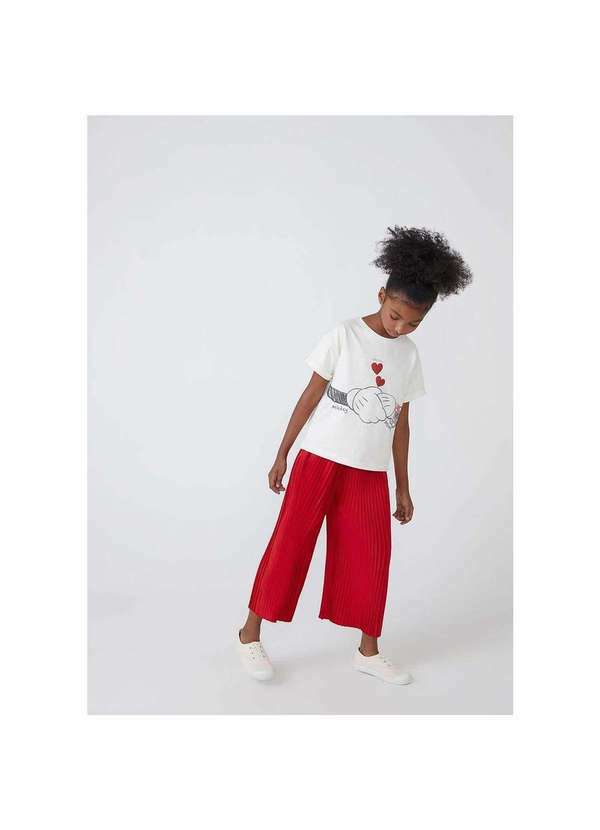 Hering - Calça Infantil Menina Pantacourt Plissada Vermelho 2