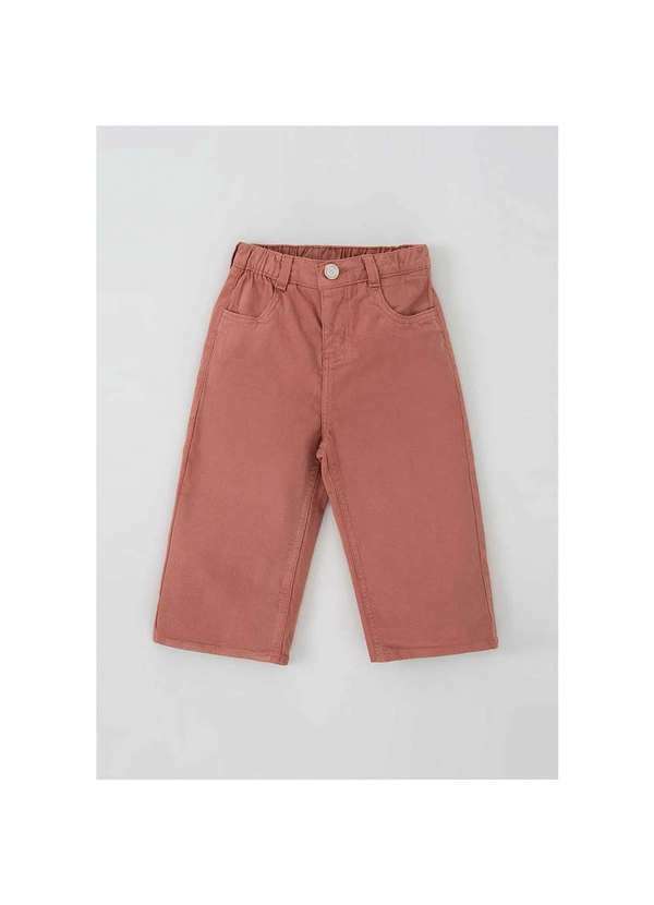 Hering - Calça Infantil Menina Wide Leg Toddler Camelo