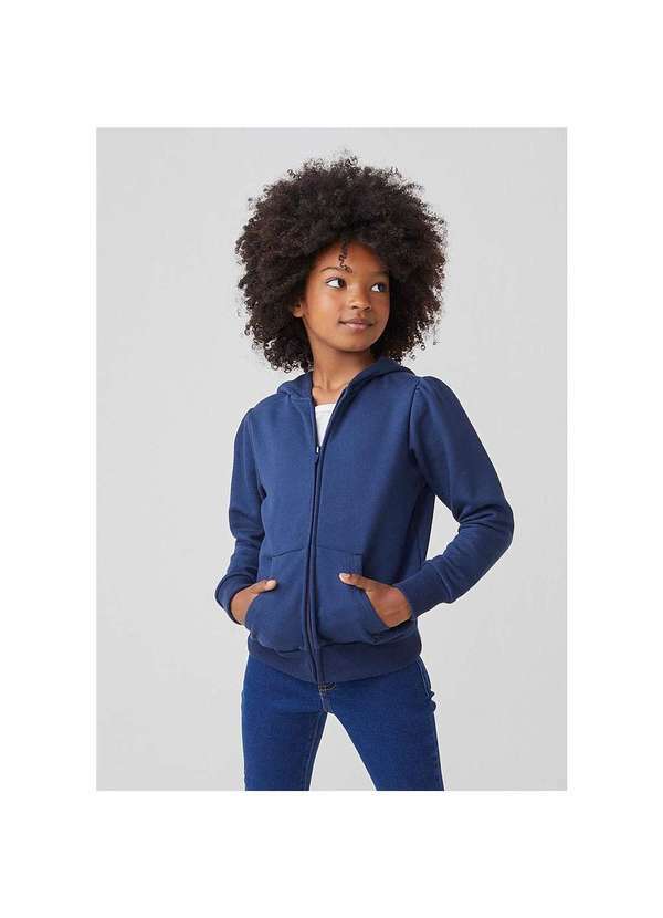 Hering - Jaqueta de Moletom Infantil Menina Básica com Zíper Hering Kids Azul