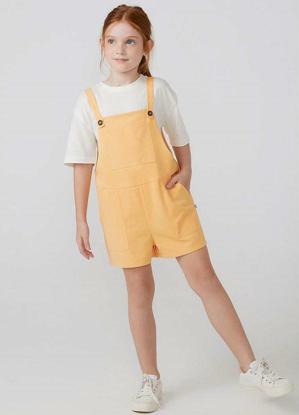 Hering - Conjunto Jardineira Infantil Menina Amarelo