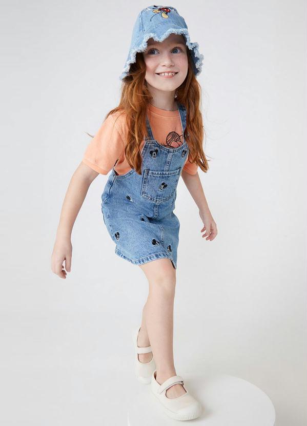 Hering - Salopete Jeans Infantil Menina Mickey Azul